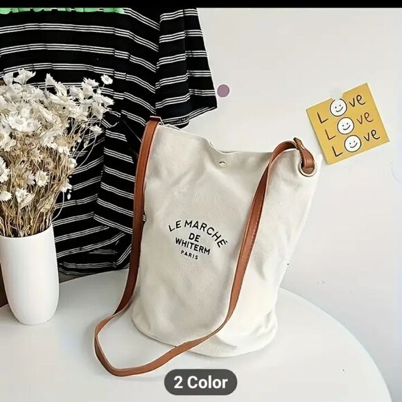 Casual Canvas Bucket Bag - Picture 1 of 5